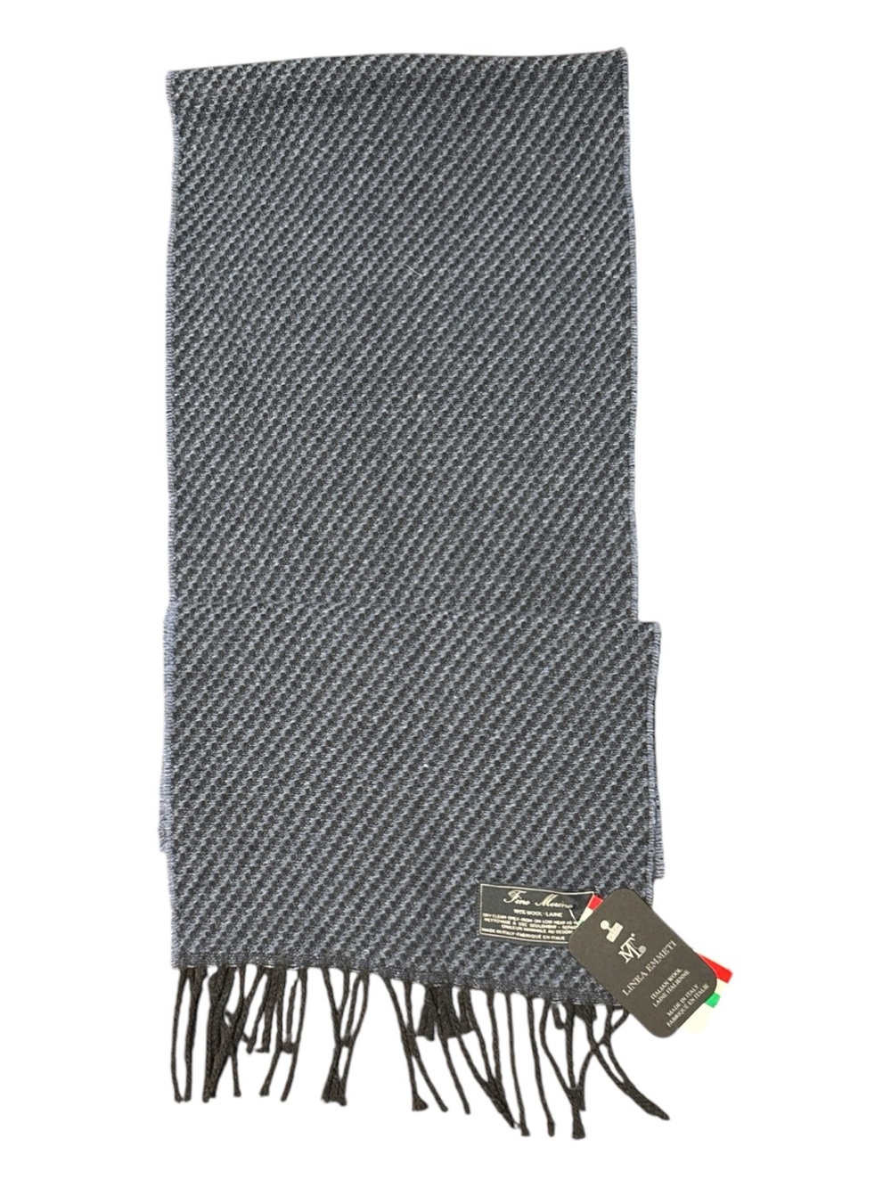 Loro Piana Charcoal Diagonal-Weave Wool Scarf